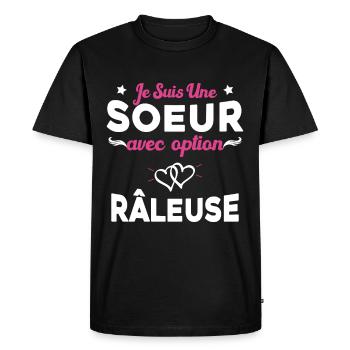Je suis une soeur avec option Râleuse - T-shirt Premium bio Homme - noir - Devant - Nico (187cm)