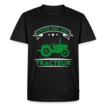 J'peux pas j'ai tracteur - T-shirt Premium bio Homme - noir - Devant - Nico (187cm)