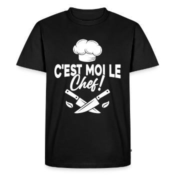 C'est moi le chef Toque de cuisinier - T-shirt Premium bio Homme - noir - Devant - Nico (187cm)