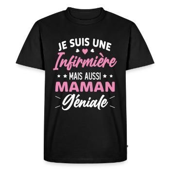 Je suis une infirmière et une maman géniale - T-shirt Premium bio Homme - noir - Devant - Nico (187cm)