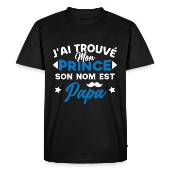 J'ai trouvé mon prince c'est papa - T-shirt Premium bio Homme - noir - Devant - Nico (187cm)
