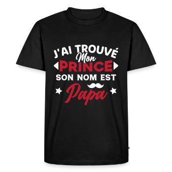J'ai trouvé mon prince c'est papa - T-shirt Premium bio Homme - noir - Devant - Nico (187cm)