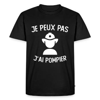 Je peux Pas J'ai Pompier Fête Des Pères - T-shirt Premium bio Homme - noir - Devant - Nico (187cm)