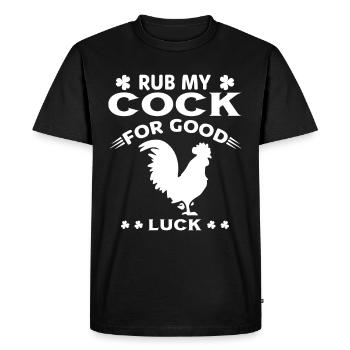 Frottez ma queue pour avoir de la chance - T-shirt Premium bio Homme - noir - Devant - Nico (187cm)
