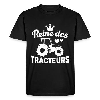 Drôle Femme Reine Agricultrice Tracteur Cadeau - T-shirt Premium bio Homme - noir - Devant - Nico (187cm)