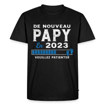 De Nouveau Papy en 2023 Cadeau Futur Papy - T-shirt Premium bio Homme - noir - Devant - Nico (187cm)