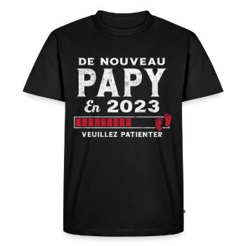 De Nouveau Papy en 2023 Cadeau Futur Papy - T-shirt Premium bio Homme - noir - Devant - Nico (187cm)