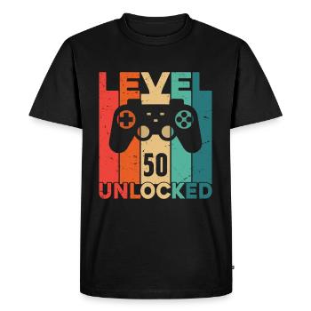 Niveau 50 Débloqué - T-shirt Premium bio Homme - noir - Devant - Nico (187cm)