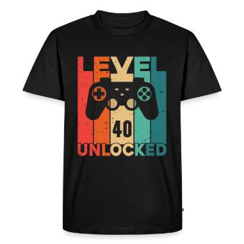 Niveau 40 Débloqué - T-shirt Premium bio Homme - noir - Devant - Nico (187cm)