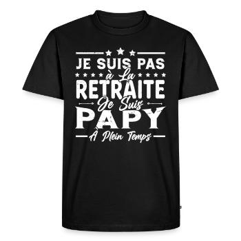 Je ne suis pas retraité je suis papy à plein temps - T-shirt Premium bio Homme - noir - Devant - Nico (187cm)