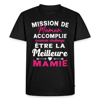 Mission Maman Accomplie - Future Meilleure Mamie - T-shirt Premium bio Homme - noir - Devant - Nico (187cm)