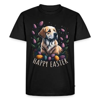Golden Retriever in spring Easter Golden Retriever - Men's Premium Organic T-Shirt - black - Front - Nico (187cm)