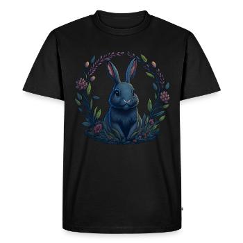 Lapin avec œufs de Pâques & fleurs de printemps - T-shirt Premium bio Homme - noir - Devant - Nico (187cm)
