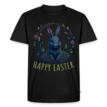 Lapin avec œufs de Pâques & fleurs de printemps - T-shirt Premium bio Homme - noir - Devant - Nico (187cm)