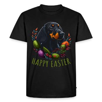 Happy Easter Doux chien teckel Pâques - T-shirt Premium bio Homme - noir - Devant - Nico (187cm)