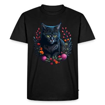 cute cat in easter & spring style cats - Men's Premium Organic T-Shirt - black - Front - Nico (187cm)
