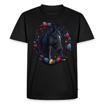 Équitation avec cheval doux à Pâques & printemps - T-shirt Premium bio Homme - noir - Devant - Nico (187cm)
