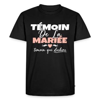 Témoin de la Mariée Témoin qui Déchire - T-shirt Premium bio Homme - noir - Devant - Nico (187cm)
