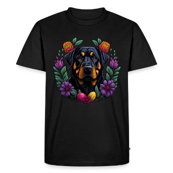 Beautiful Rottweiler dog Easter spring Rottweiler - Men's Premium Organic T-Shirt - black - Front - Nico (187cm)