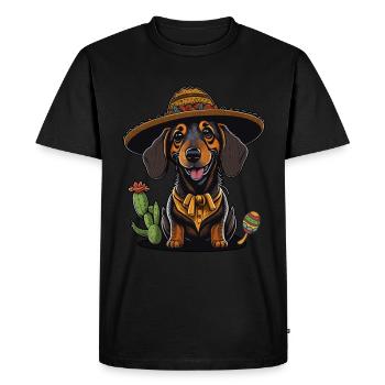 Teckel Cinco de Mayo Fiesta Cactus & Sombrero - T-shirt Premium bio Homme - noir - Devant - Nico (187cm)