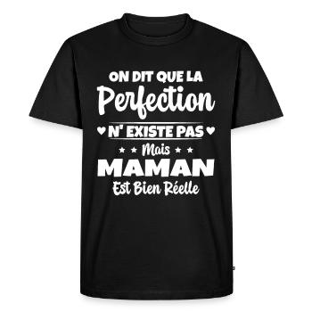 Maman est la perfection - Cadeau fête des mères - T-shirt Premium bio Homme - noir - Devant - Nico (187cm)