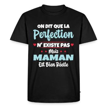 Maman est la perfection - Cadeau fête des mères - T-shirt Premium bio Homme - noir - Devant - Nico (187cm)