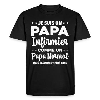 Homme Papa Infirmier Cool Humour Cadeau - T-shirt Premium bio Homme - noir - Devant - Nico (187cm)