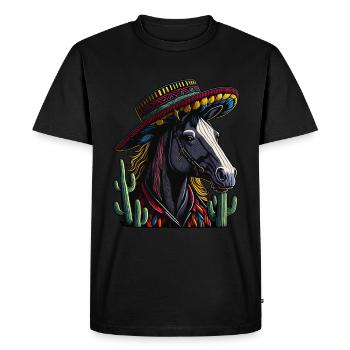 Cinco de Mayo Horse à la mexicaine avec Sombrero - T-shirt Premium bio Homme - noir - Devant - Nico (187cm)