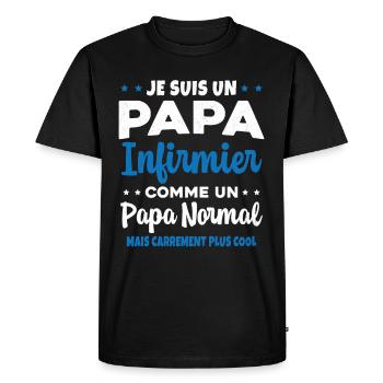 Homme Papa Infirmier Cool Humour Cadeau - T-shirt Premium bio Homme - noir - Devant - Nico (187cm)