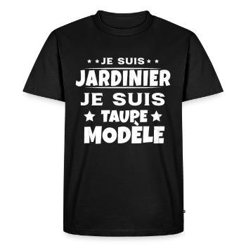 Je suis jardinier Je suis Taupe Modèle Humour - T-shirt Premium bio Homme - noir - Devant - Nico (187cm)