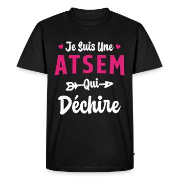 Je suis une ATSEM qui déchire Idée Cadeau Atsem - T-shirt Premium bio Homme - noir - Devant - Nico (187cm)