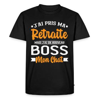 J'ai Un Nouveau Boss Mon chat Humour Cadeau - T-shirt Premium bio Homme - noir - Devant - Nico (187cm)