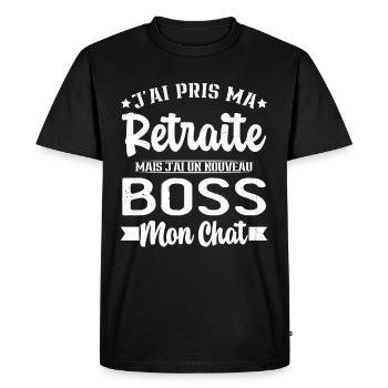 J'ai Un Nouveau Boss Mon chat Humour Cadeau - T-shirt Premium bio Homme - noir - Devant - Nico (187cm)