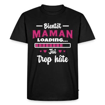 Bientôt Maman Cadeau Future Maman - T-shirt Premium bio Homme - noir - Devant - Nico (187cm)
