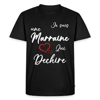 Je suis une Marraine qui Dechire Humour Cadeau - T-shirt Premium bio Homme - noir - Devant - Nico (187cm)