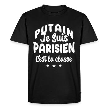 je suis parisien c'est la classe - T-shirt Premium bio Homme - noir - Devant - Nico (187cm)