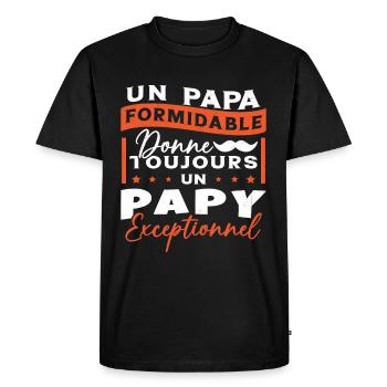 Papa Formidable Donne Toujours Papy Exceptionnel - T-shirt Premium bio Homme - noir - Devant - Nico (187cm)
