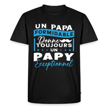 Papa Formidable Donne Toujours Papy Exceptionnel - T-shirt Premium bio Homme - noir - Devant - Nico (187cm)