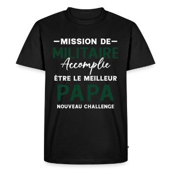 Militaire Futur Papa Cadeau Drôle Fête Des Pères - T-shirt Premium bio Homme - noir - Devant - Nico (187cm)