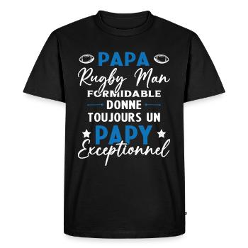 Papa Rugbyman Formidable Papy Exceptionnel Cadeau - T-shirt Premium bio Homme - noir - Devant - Nico (187cm)