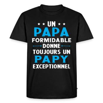 Un papa formidable - Papy exceptionnel Cadeau - T-shirt Premium bio Homme - noir - Devant - Nico (187cm)
