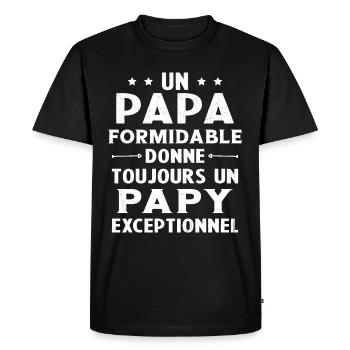 Un papa formidable - Papy exceptionnel Cadeau - T-shirt Premium bio Homme - noir - Devant - Nico (187cm)