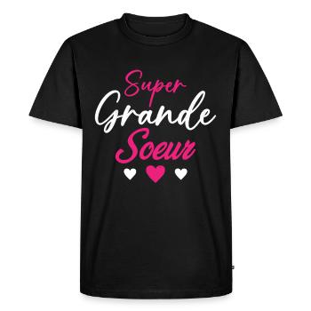 Cadeau De Cœurs Super Grande Sœur - T-shirt Premium bio Homme - noir - Devant - Nico (187cm)