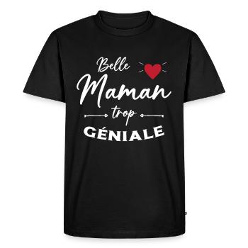 Belle Maman trop geniale / fête des mères - T-shirt Premium bio Homme - noir - Devant - Nico (187cm)
