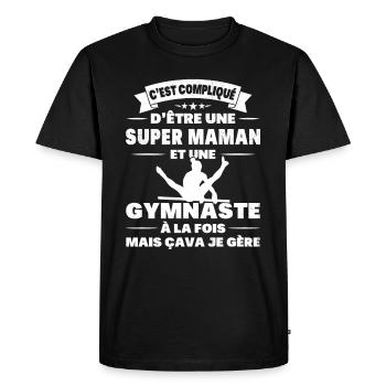 Super Maman Et Une Gymnast Cadeau Gymnastique - T-shirt Premium bio Homme - noir - Devant - Nico (187cm)
