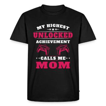 Mon plus haut accomplissement m'appelle maman - T-shirt Premium bio Homme - noir - Devant - Nico (187cm)