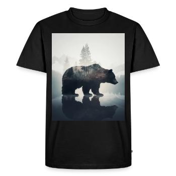 Majestic Bear in the Mountains on Forest - Men's Premium Organic T-Shirt - black - Front - Nico (187cm)