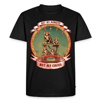 Pas mes singes, pas mon drôle de dicton de cirque - T-shirt Premium bio Homme - noir - Devant - Nico (187cm)