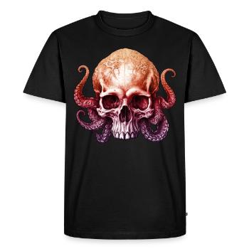 Octopus Crâne Profondeurs énigmatiques Gradient Tentacules - T-shirt Premium bio Homme - noir - Devant - Nico (187cm)