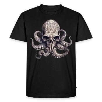 Octopus Skull Enigmatic Vintage Gradient Tentacules - T-shirt Premium bio Homme - noir - Devant - Nico (187cm)